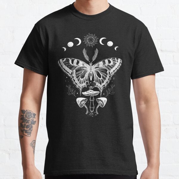 Celestial Moth Mushrooms Cottagecore Insect Bug Sun and Moon Vintage Aesthetic Indie Alt Graphic Art Classic T-Shirt
