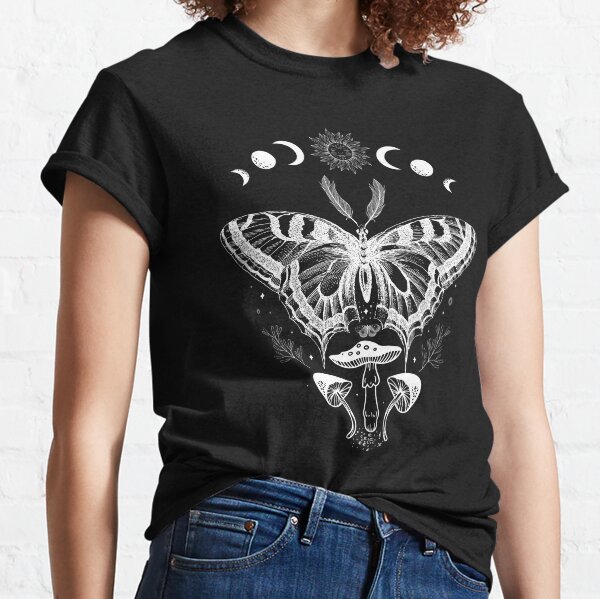 Celestial Moth Mushrooms Cottagecore Insect Bug Sun and Moon Vintage Aesthetic Indie Alt Graphic Art Classic T-Shirt