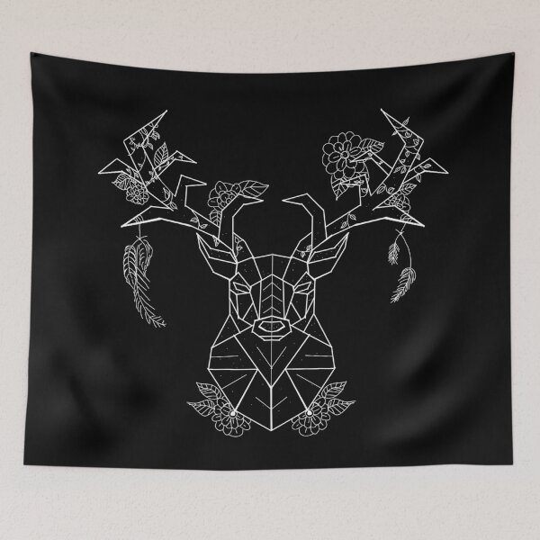 Item preview, Floral Geometric Stag white lines designed and sold by DemonicGloom.