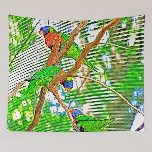 Item preview, Colorful Loris on a branch - parrots - digital painting designed and sold by MarionsArt.