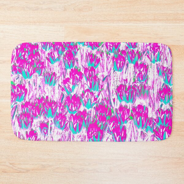 Item preview, Floral Abstract Motives with Blooming Pink and Cyan Tulips designed and sold by IraNiva.
