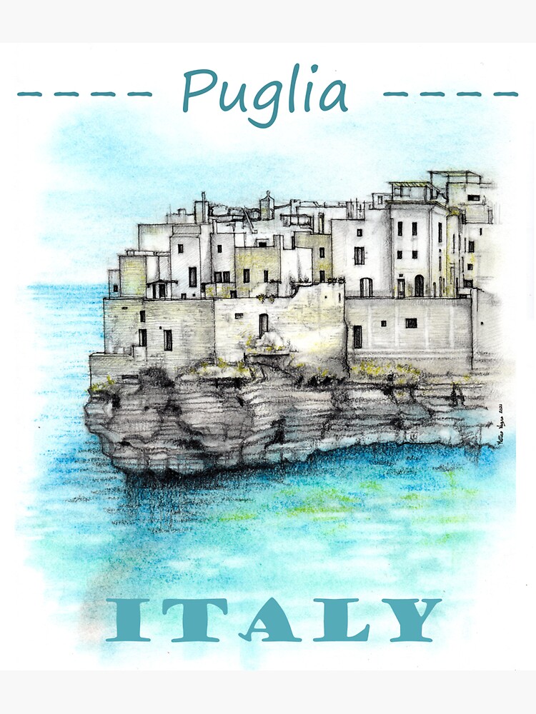 Thumbnail 3 of 3, Sticker, Puglia, Italy (Polignano a Mare) designed and sold by matteo-sketcher.