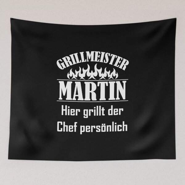 Artikelvorschau, Grillmeister Martin Vorname Name Geschenk Namensshirt entworfen und verkauft von JanooFactory.