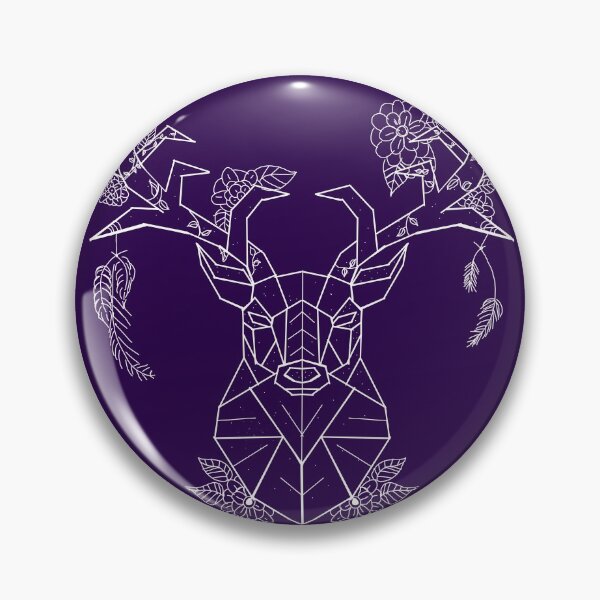 Item preview, Floral Geometric Stag white lines dark purple designed and sold by DemonicGloom.