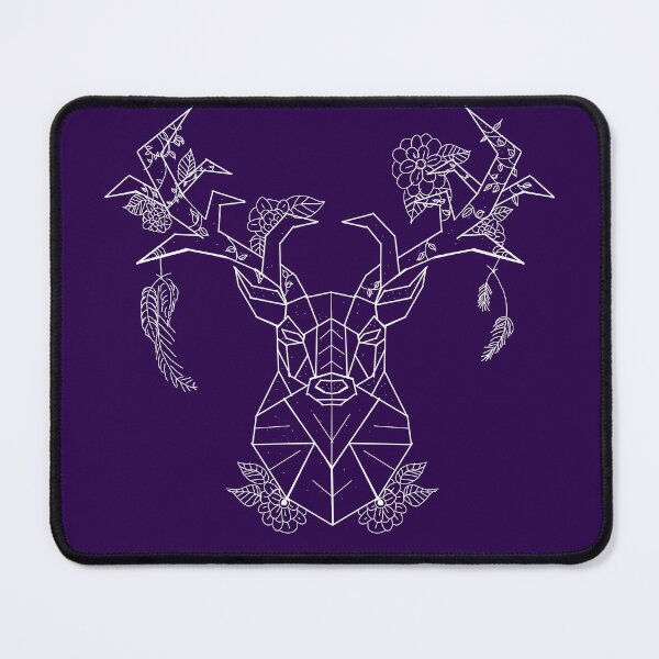 Item preview, Floral Geometric Stag white lines dark purple designed and sold by DemonicGloom.