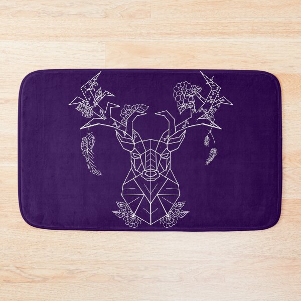 Item preview, Floral Geometric Stag white lines dark purple designed and sold by DemonicGloom.