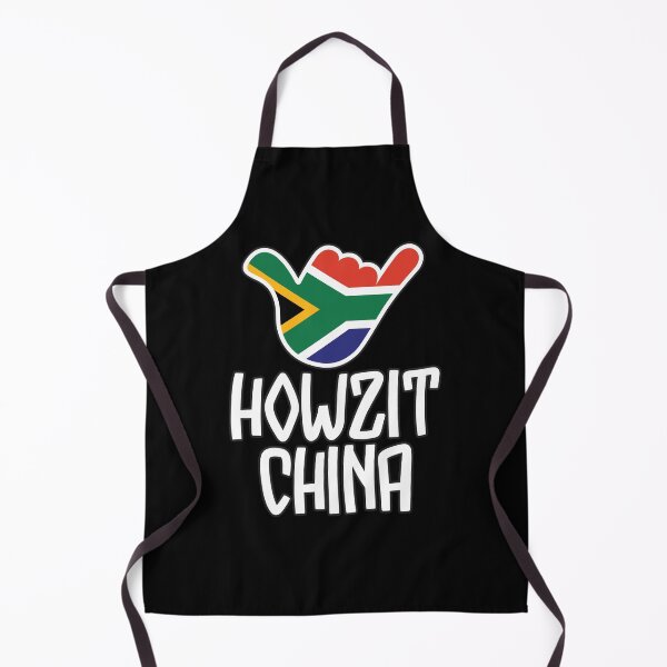 Artikelvorschau, Howzit China - südafrikanischer Gruß und Shaka-Schild mit südafrikanischer Flagge im Inneren entworfen und verkauft von robimerch.
