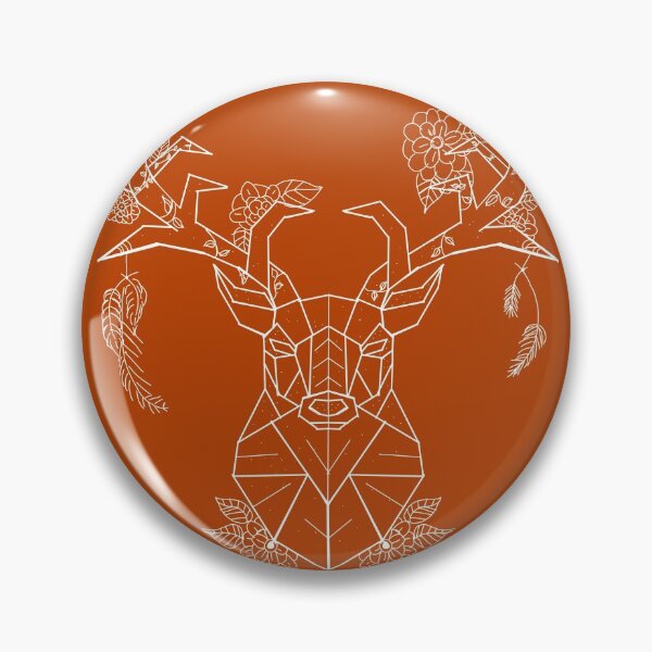 Item preview, Floral Geometric Stag white lines burnt  Orange  designed and sold by DemonicGloom.