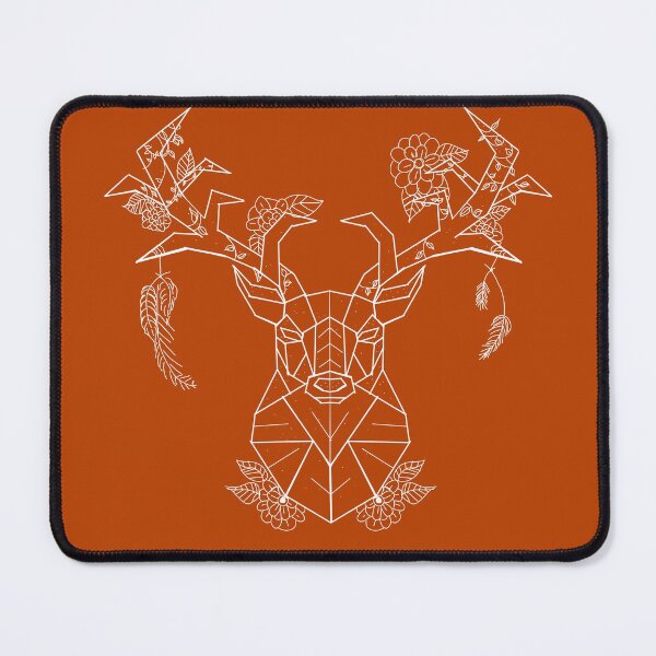 Item preview, Floral Geometric Stag white lines burnt  Orange  designed and sold by DemonicGloom.