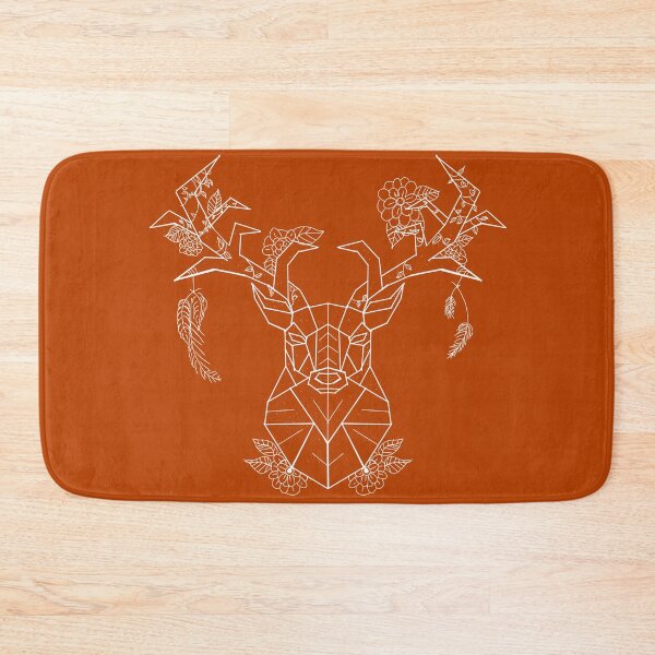 Item preview, Floral Geometric Stag white lines burnt  Orange  designed and sold by DemonicGloom.