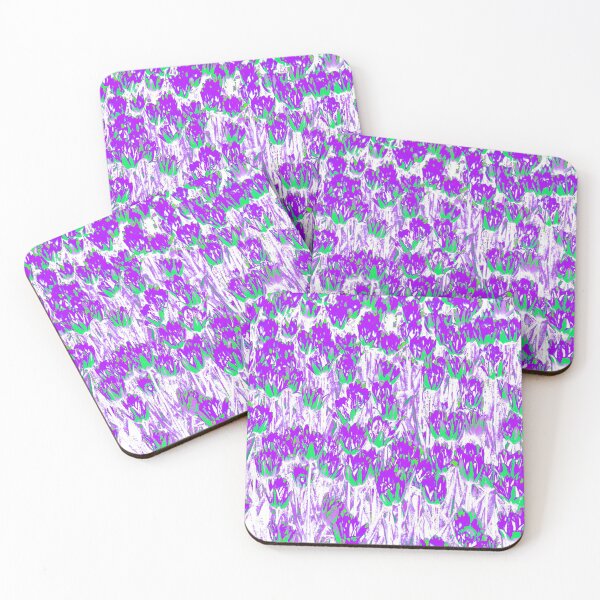 Item preview, Floral Abstract Motives with Blooming Purple and Green Tulips designed and sold by IraNiva.