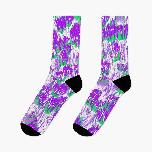 Item preview, Floral Abstract Motives with Blooming Purple and Green Tulips designed and sold by IraNiva.