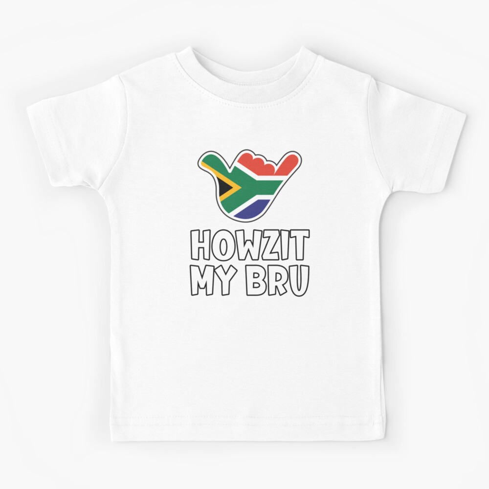 "Howzit My Bru South African greeting and shaka sign with South