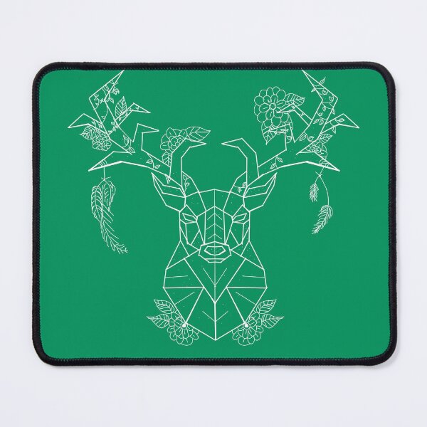 Item preview, Floral Geometric Stag white lines and  green designed and sold by DemonicGloom.