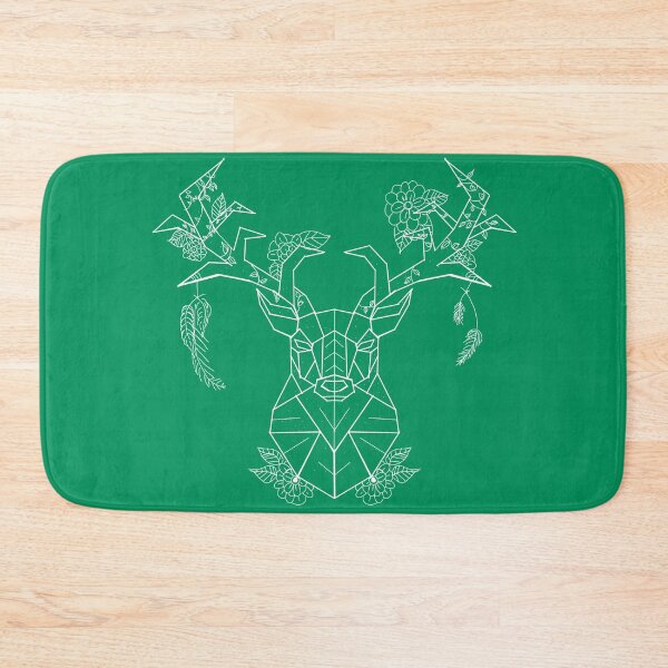 Item preview, Floral Geometric Stag white lines and  green designed and sold by DemonicGloom.