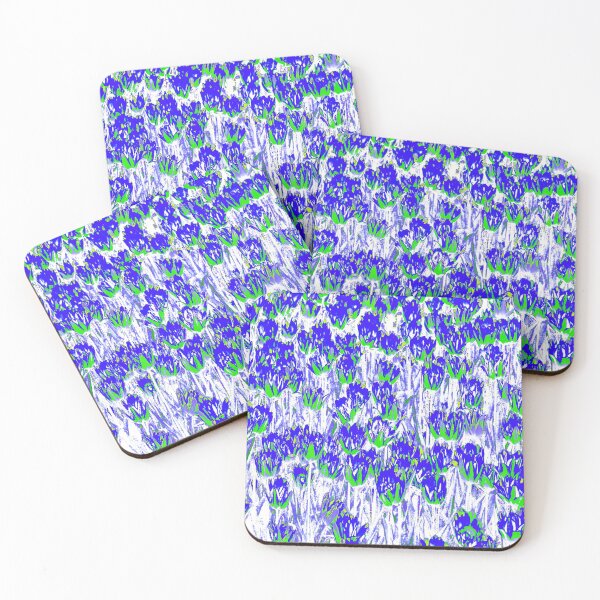 Item preview, Floral Abstract Motives with Blooming Blue and Green Tulips designed and sold by IraNiva.
