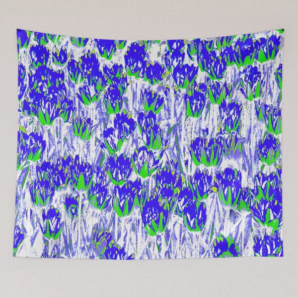 Item preview, Floral Abstract Motives with Blooming Blue and Green Tulips designed and sold by IraNiva.