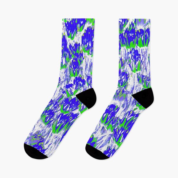 Item preview, Floral Abstract Motives with Blooming Blue and Green Tulips designed and sold by IraNiva.