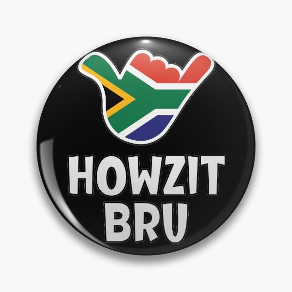 Artikelvorschau, Howzit Bru - südafrikanischer Gruß und Shaka-Zeichen mit südafrikanischer Flagge darin entworfen und verkauft von robimerch.