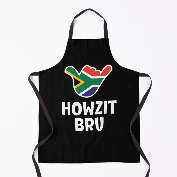 Artikelvorschau, Howzit Bru - südafrikanischer Gruß und Shaka-Zeichen mit südafrikanischer Flagge darin entworfen und verkauft von robimerch.