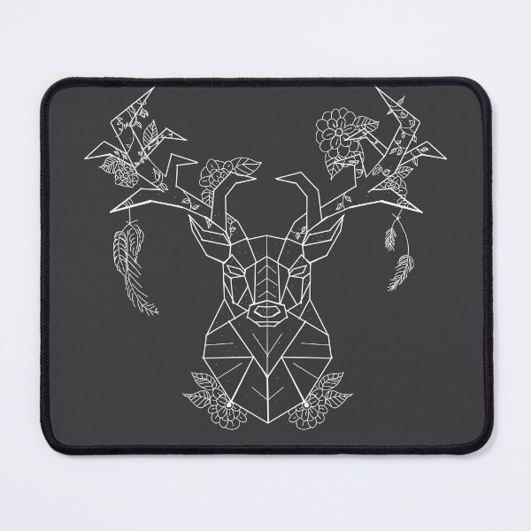 Item preview, Floral Geometric Stag white lines charcoal grey  designed and sold by DemonicGloom.