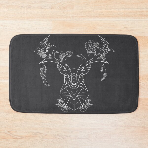 Item preview, Floral Geometric Stag white lines charcoal grey  designed and sold by DemonicGloom.