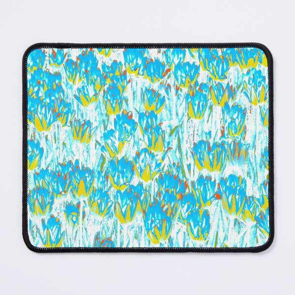 Item preview, Floral Abstract Motives with Blooming Light Blue and Yellow Tulips designed and sold by IraNiva.