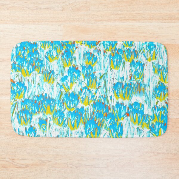 Item preview, Floral Abstract Motives with Blooming Light Blue and Yellow Tulips designed and sold by IraNiva.