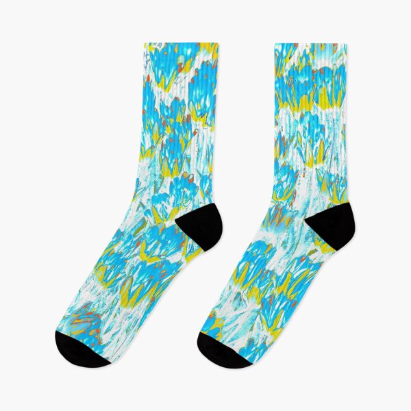 Item preview, Floral Abstract Motives with Blooming Light Blue and Yellow Tulips designed and sold by IraNiva.