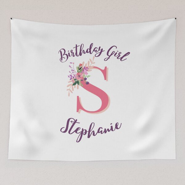 Item preview, Stephanie Personalized Birthday Girl Floral Initial Design designed and sold by Partypumpkin.