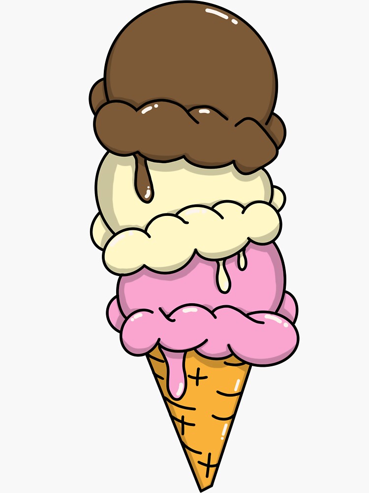 Kawaii Triple Scoop Ice Cream Cone | Sticker