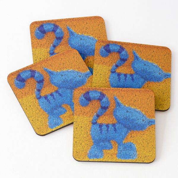 Item preview, bright blue kitty cat in bead style on gold designed and sold by mister-john.
