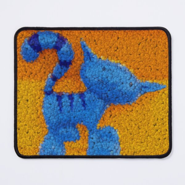 Item preview, bright blue kitty cat in bead style on gold designed and sold by mister-john.
