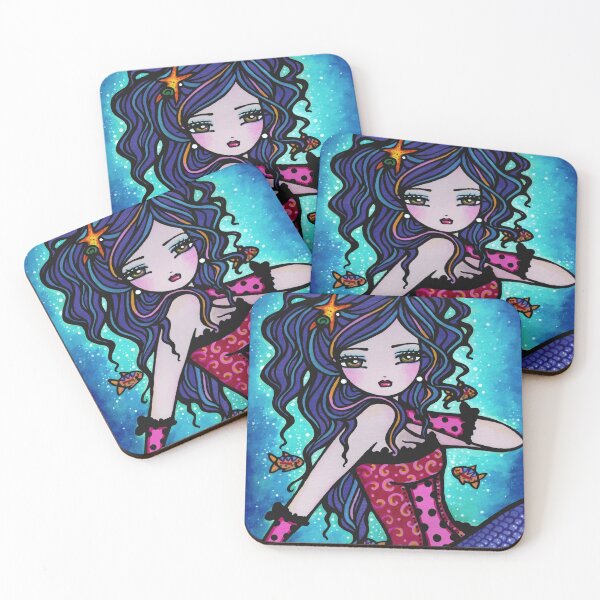 Item preview, Blue Haired Fantasy Mermaid Whimsical Art Hannah Lynn designed and sold by hannahlynnart.