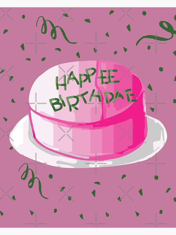 Tarjetas de felicitación «Iconic Happee Birthdae Pink And Green Frosting  Birthday Cake» de eyesasdaggers | Redbubble