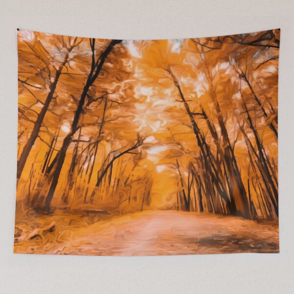 Item preview, Orange Fall Forest Trail Oil Painting designed and sold by Zurickdesigns.