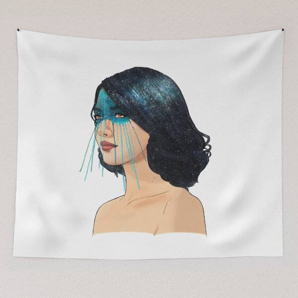 Item preview, Blue Galaxy Hair Portrait designed and sold by ArtfulBonBon.