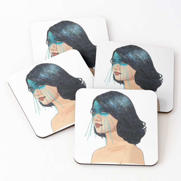 Item preview, Blue Galaxy Hair Portrait designed and sold by ArtfulBonBon.