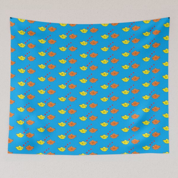 Item preview, Cute lovely Fish Couple in Love Red Heart Love Theme Loving Cartoon Illustration designed and sold by wenjunior.