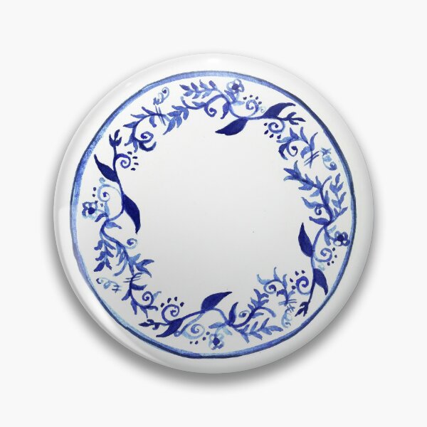 Item preview, Blue Floral Plate Watercolor Delft designed and sold by laurabethlove.