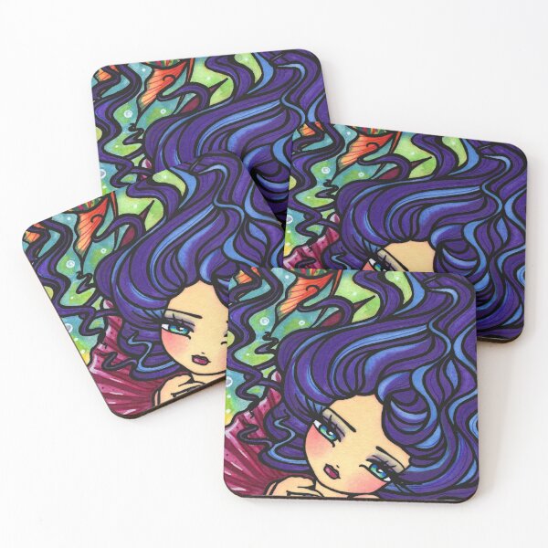 Item preview, Blue Haired Whimsical Fantasy Mermaid  designed and sold by hannahlynnart.