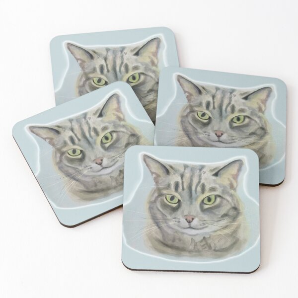 Item preview, Domestic Short Haired Tabby Cat, House Cat Watercolor Pet Portrait designed and sold by MariaWorkman.