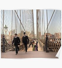 Brooklyn Bridge, New York, 1905 — Colorized Poster