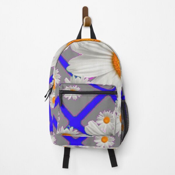 Item preview, WHITE GARDEN DAISIES ON BLUE-GREY PATTERN ART designed and sold by sharlesart.
