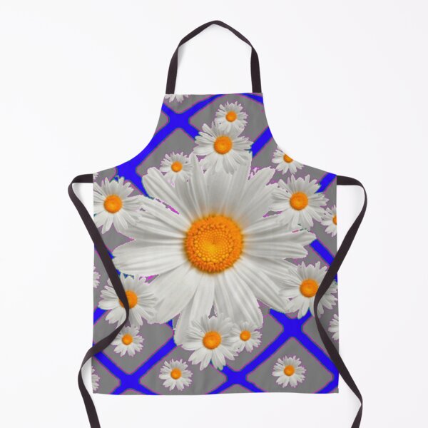 Artikelvorschau, WEISSE GARTEN-GÄNSEBLÜMCHEN AUF BLAU-GRAUEM MUSTERKUNST entworfen und verkauft von sharlesart.