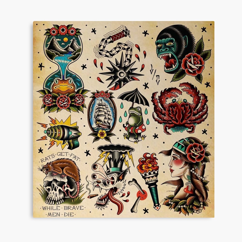 Tattoo Flash Art Poster for Sale by CursedCreative  Redbubble