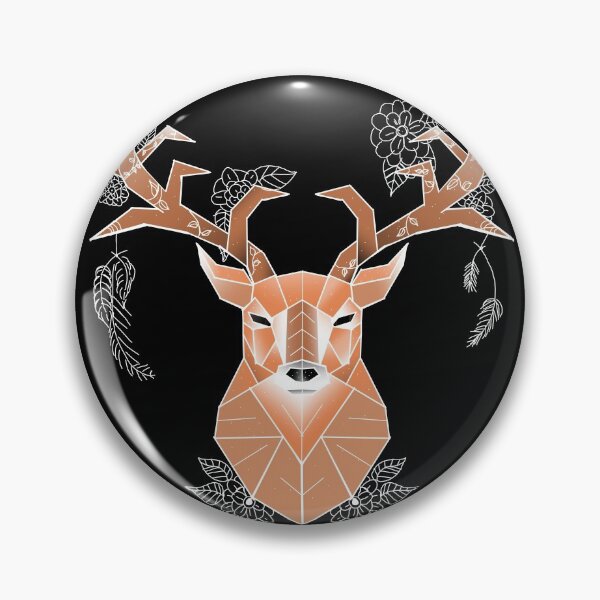 Item preview, Floral Geometric  Stag - coloured- Black background  designed and sold by DemonicGloom.