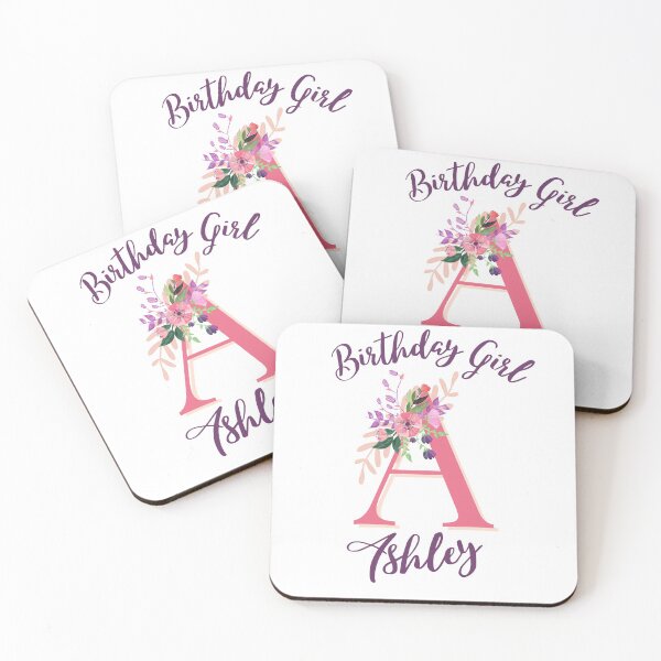Item preview, Ashley Personalized Birthday Girl Floral Initial Design designed and sold by Partypumpkin.