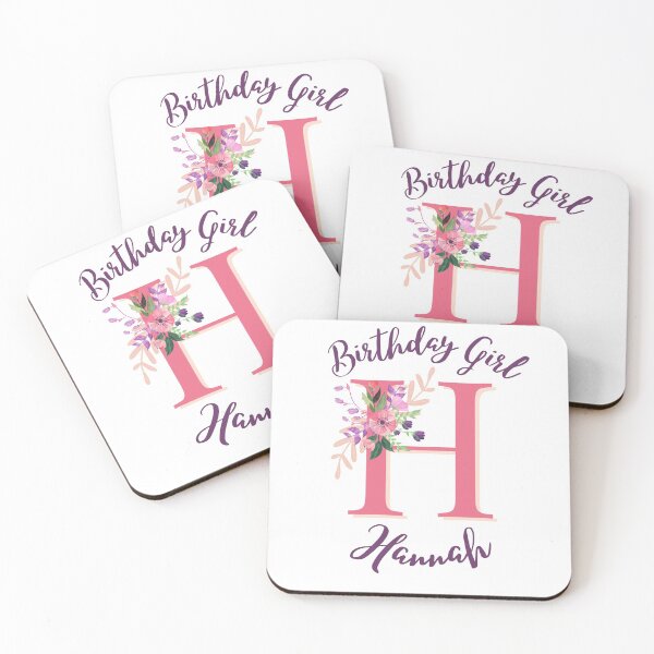 Item preview, Hannah Personalized Birthday Girl Floral Initial Design designed and sold by Partypumpkin.