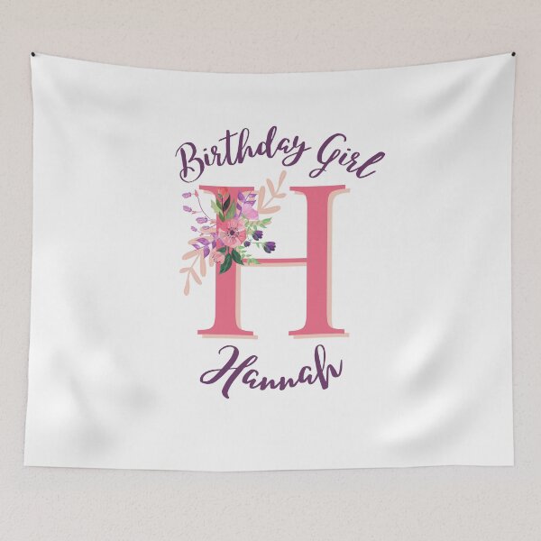 Item preview, Hannah Personalized Birthday Girl Floral Initial Design designed and sold by Partypumpkin.